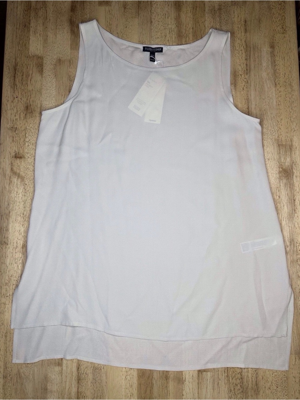 Eileen Fisher Cream Layered Sleeveless Shell silk